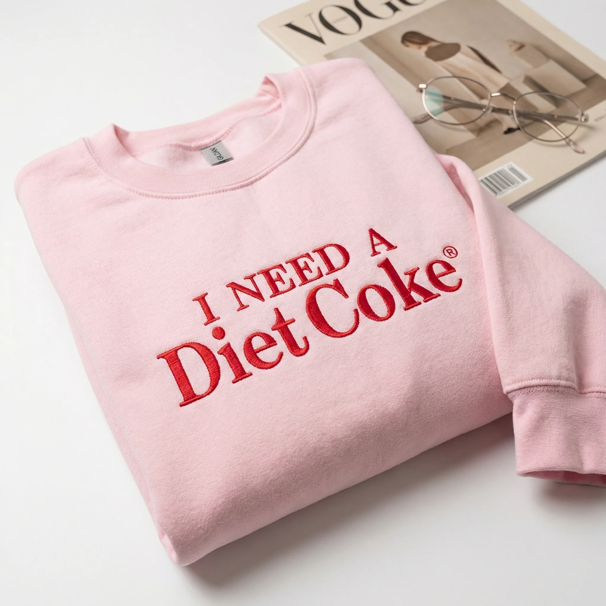 Custom Embroidered I Need a Diet Coke Hoodie - Funny Soda Lover Sweatshirt - Image 5