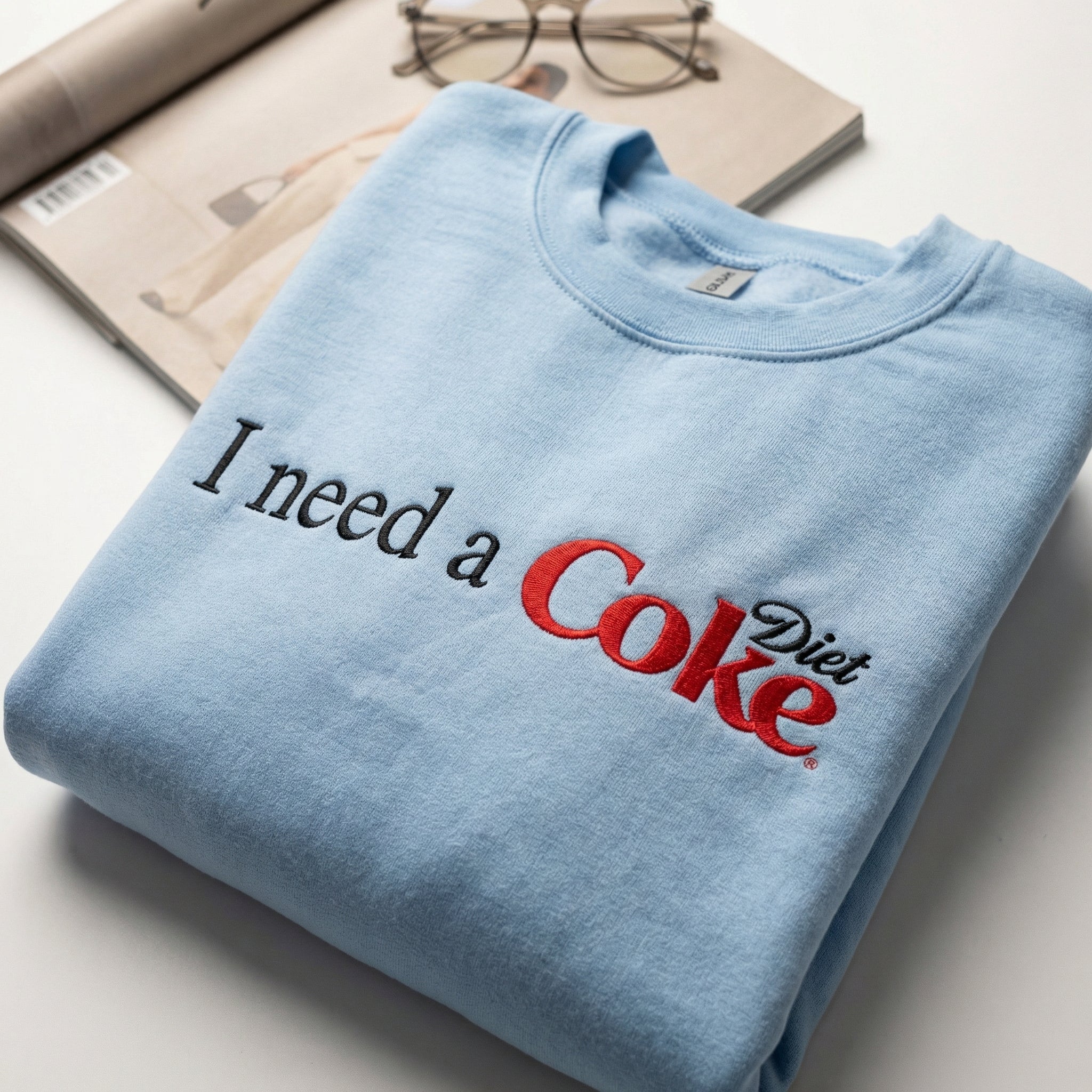 Custom Embroidered I Need a Diet Coke Hoodie & Sweatshirt - Caffeine Lover Gift - Image 2