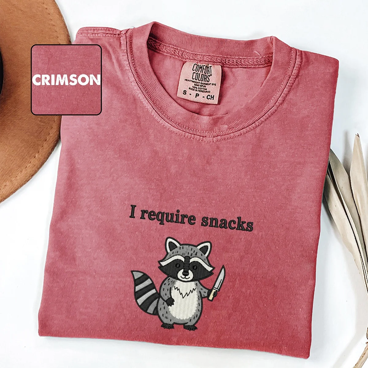 Custom Embroidered I Require Snacks T-Shirt | Feral Raccoon Meme Tee – Cute Animal Shirt Gift - Image 3