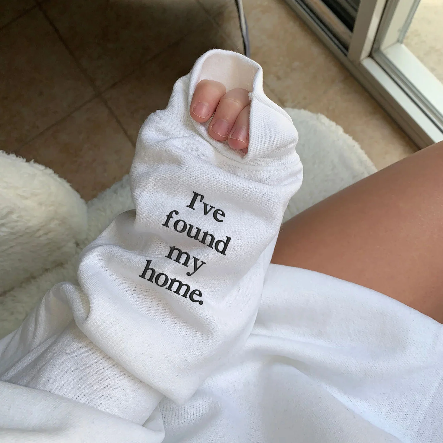 Custom Embroidered In Your Arms, I've Found My Home On Sleeve Matching Hoodies for Couples - Image 3