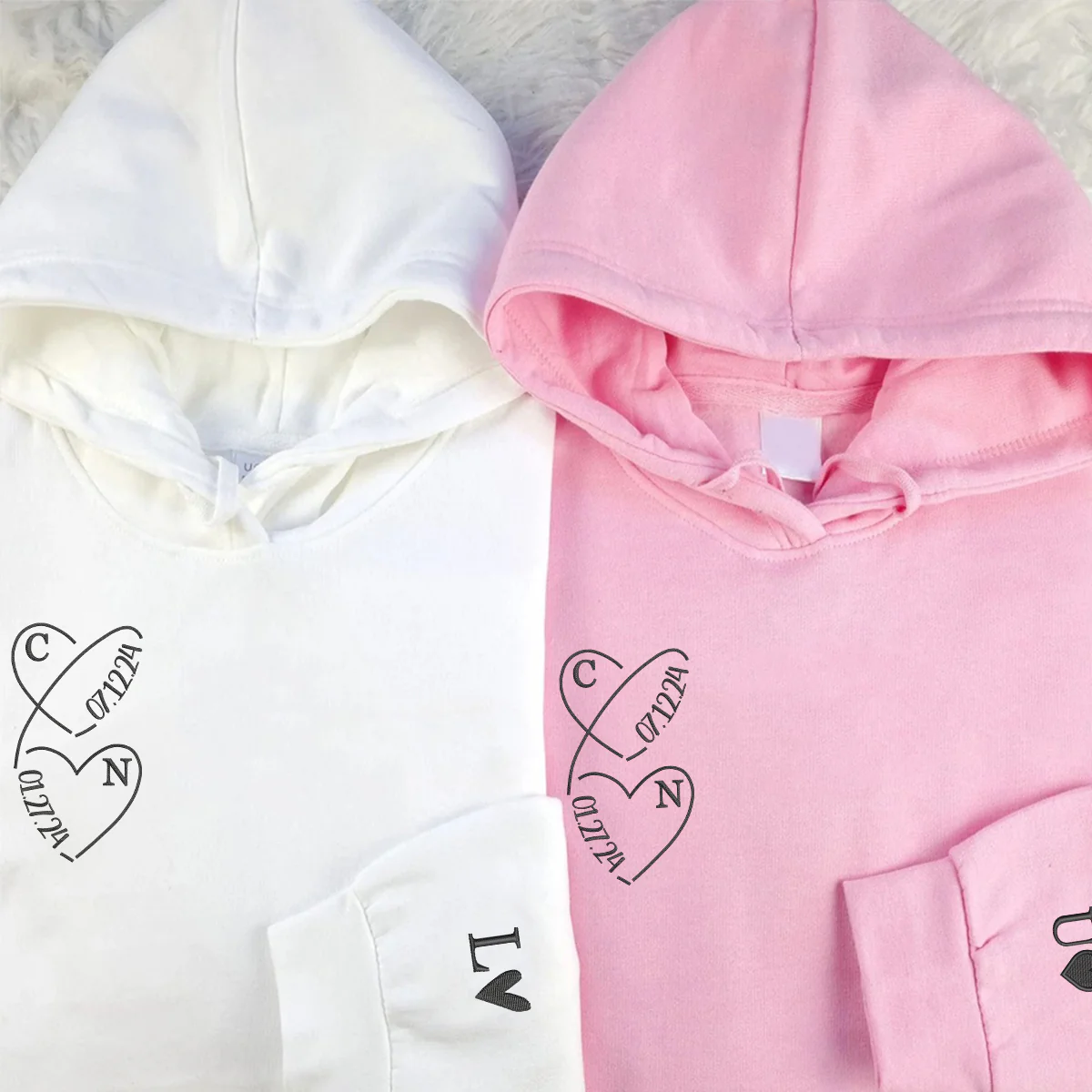 Custom Embroidered Infinity Love Matching Hoodies for Couples