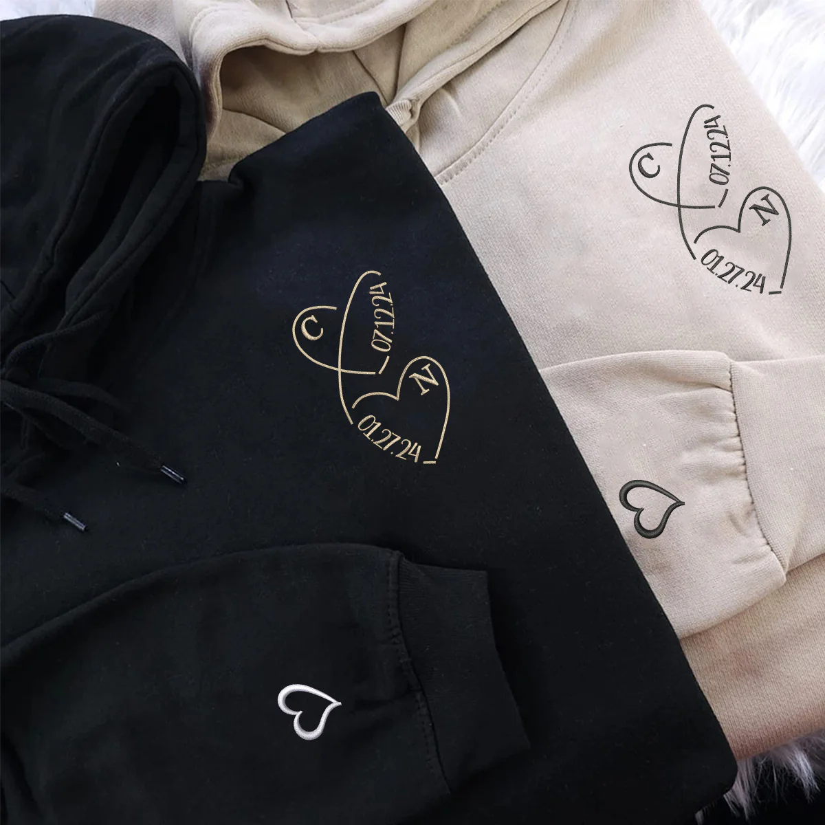 Custom Embroidered Infinity Love Matching Hoodies for Couples - Image 3