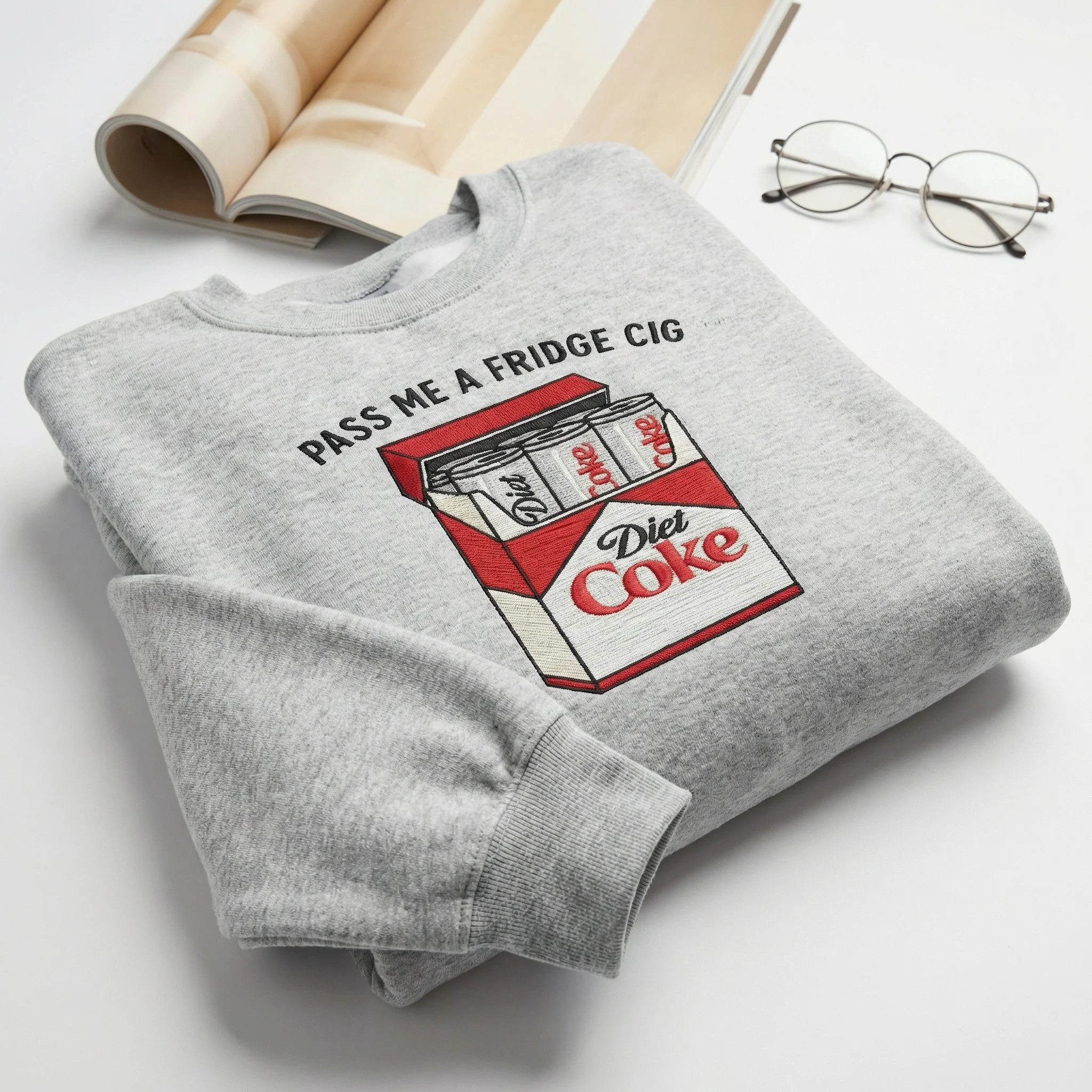 Custom Embroidered Just a Fridge Cigg Diet Coke Hoodie - Coke Lover Sweatshirt - Image 3