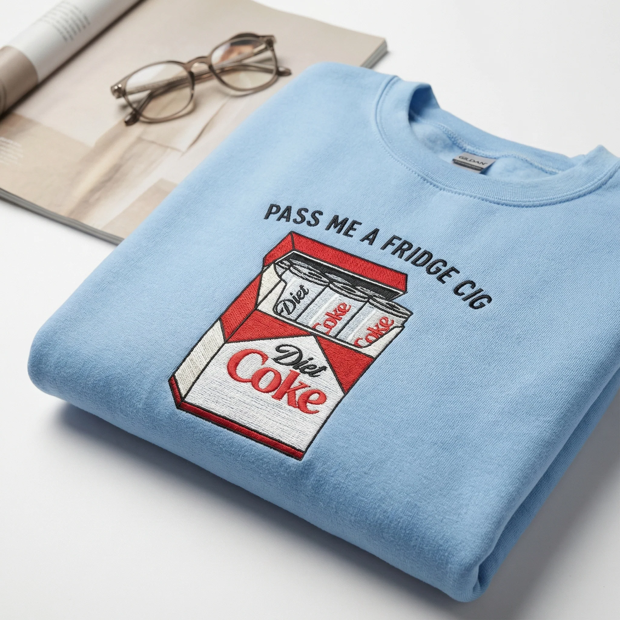 Custom Embroidered Just a Fridge Cigg Diet Coke Hoodie - Coke Lover Sweatshirt - Image 4