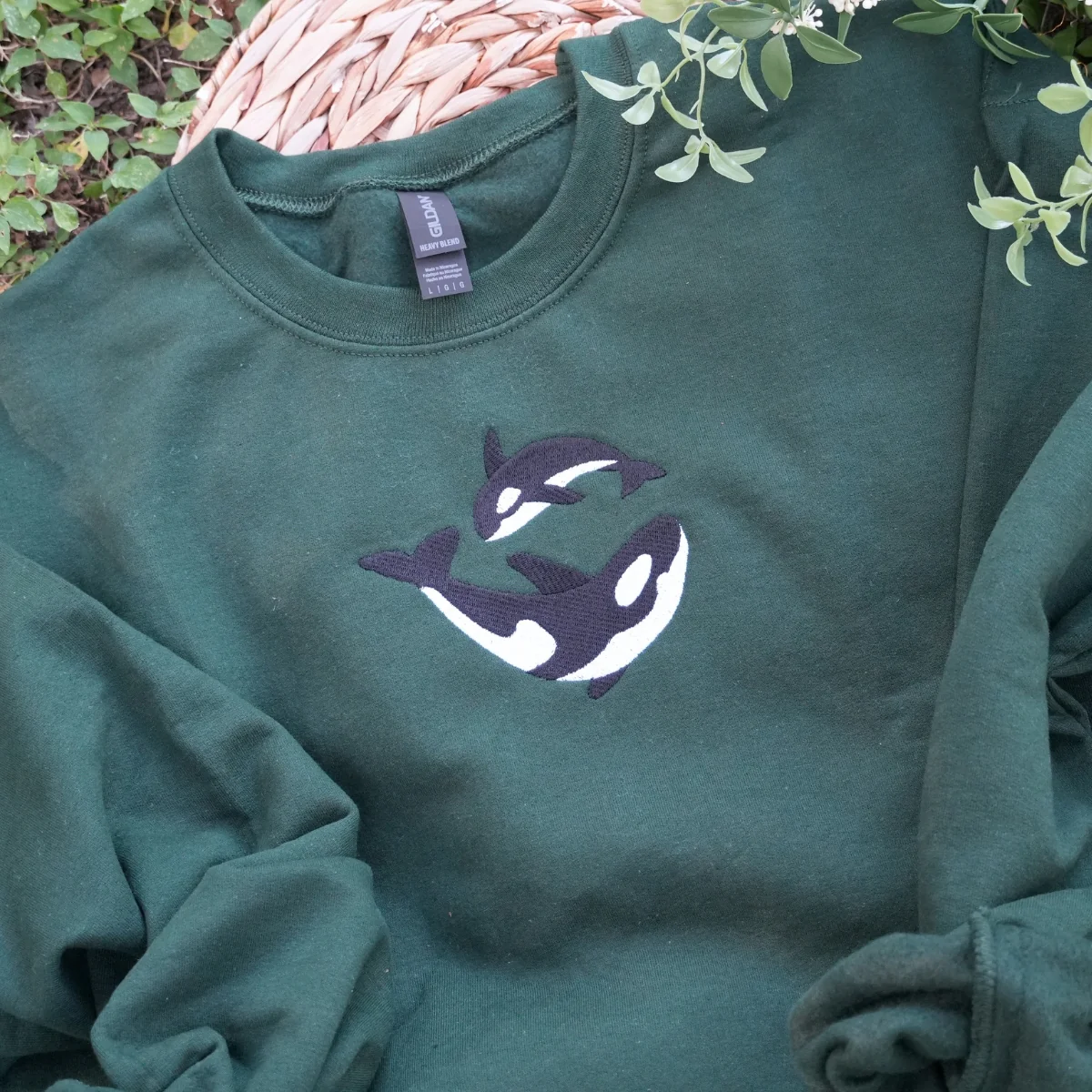 Custom Embroidered Killer Whale Matching Hoodies for Couples - Image 4