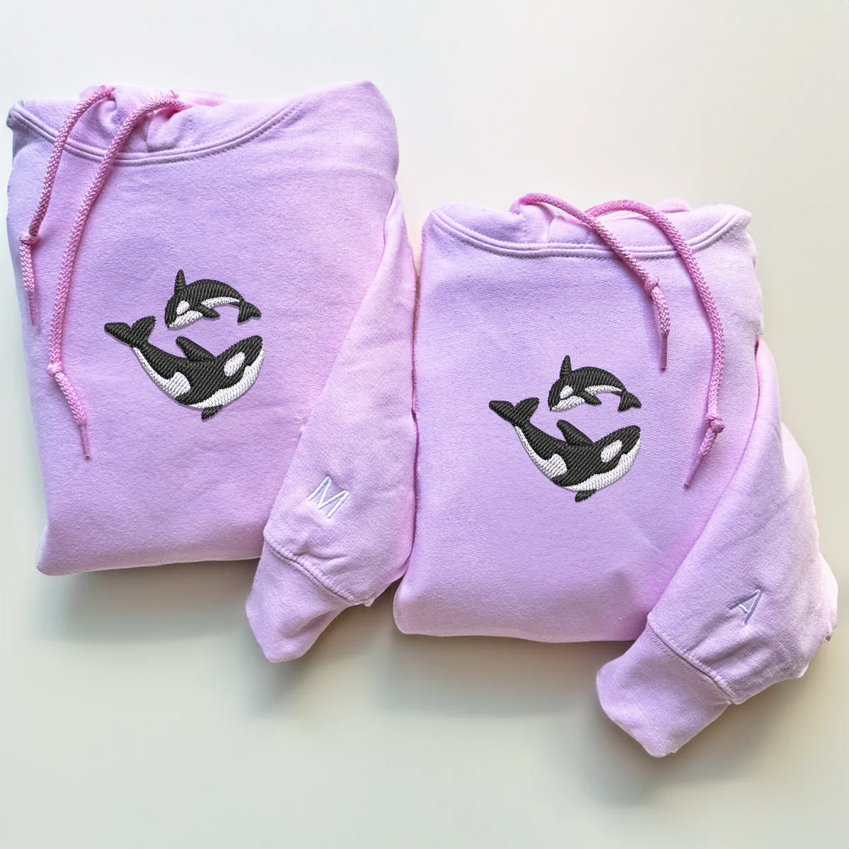Custom Embroidered Killer Whale Matching Hoodies for Couples - Image 6