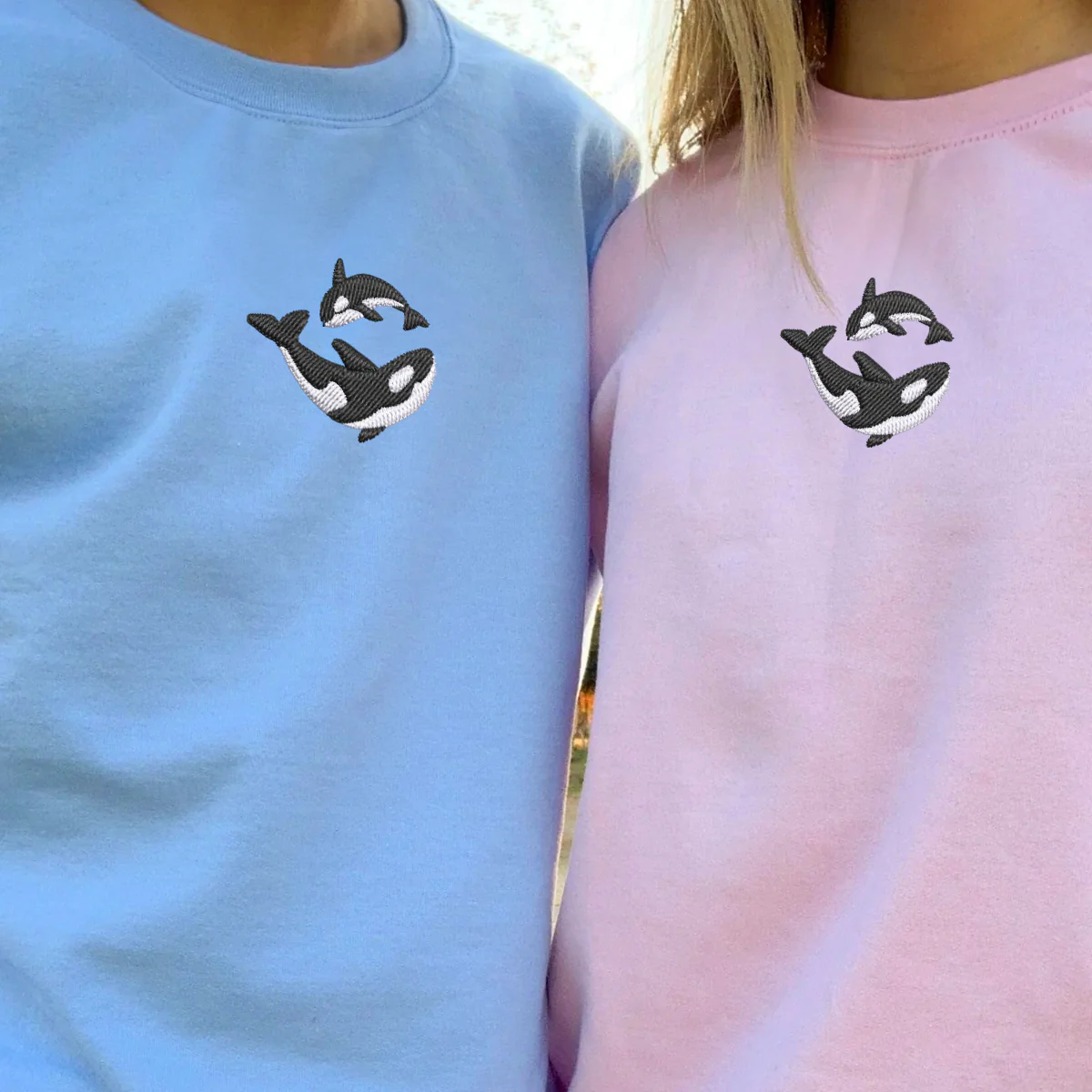 Custom Embroidered Killer Whale Matching Hoodies for Couples - Image 8