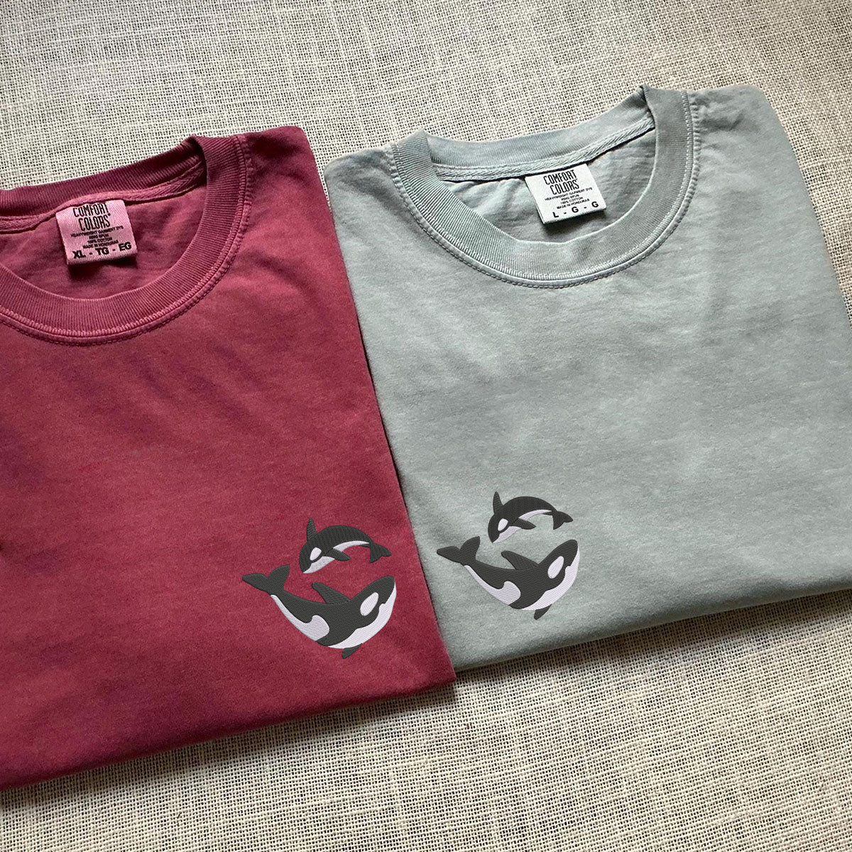 Custom Embroidered Killer Whale Matching T-shirts for Couples - Image 4