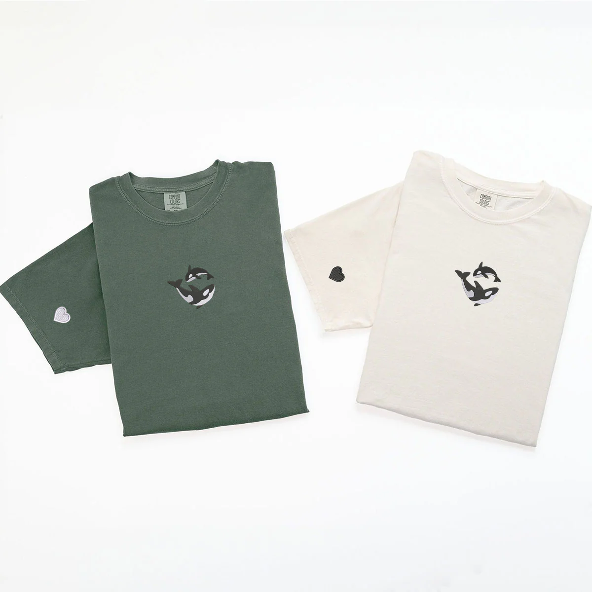 Custom Embroidered Killer Whale Matching T-shirts for Couples - Image 5