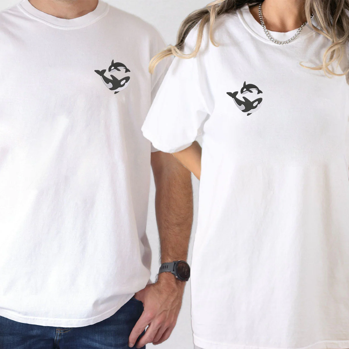 Custom Embroidered Killer Whale Matching T-shirts for Couples - Image 6