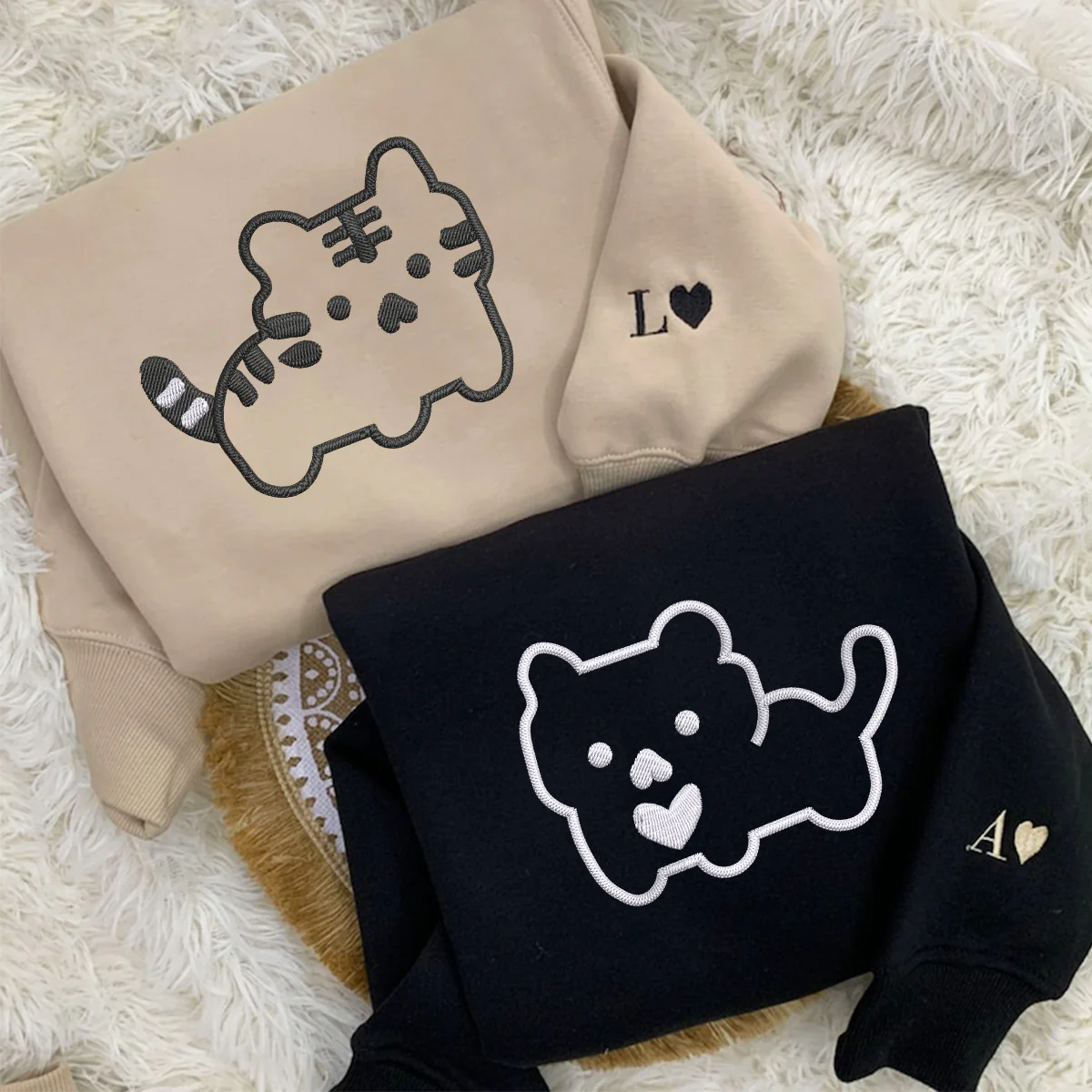 Custom Embroidered Kitten Cute Matching Hoodies for Couples - Image 5