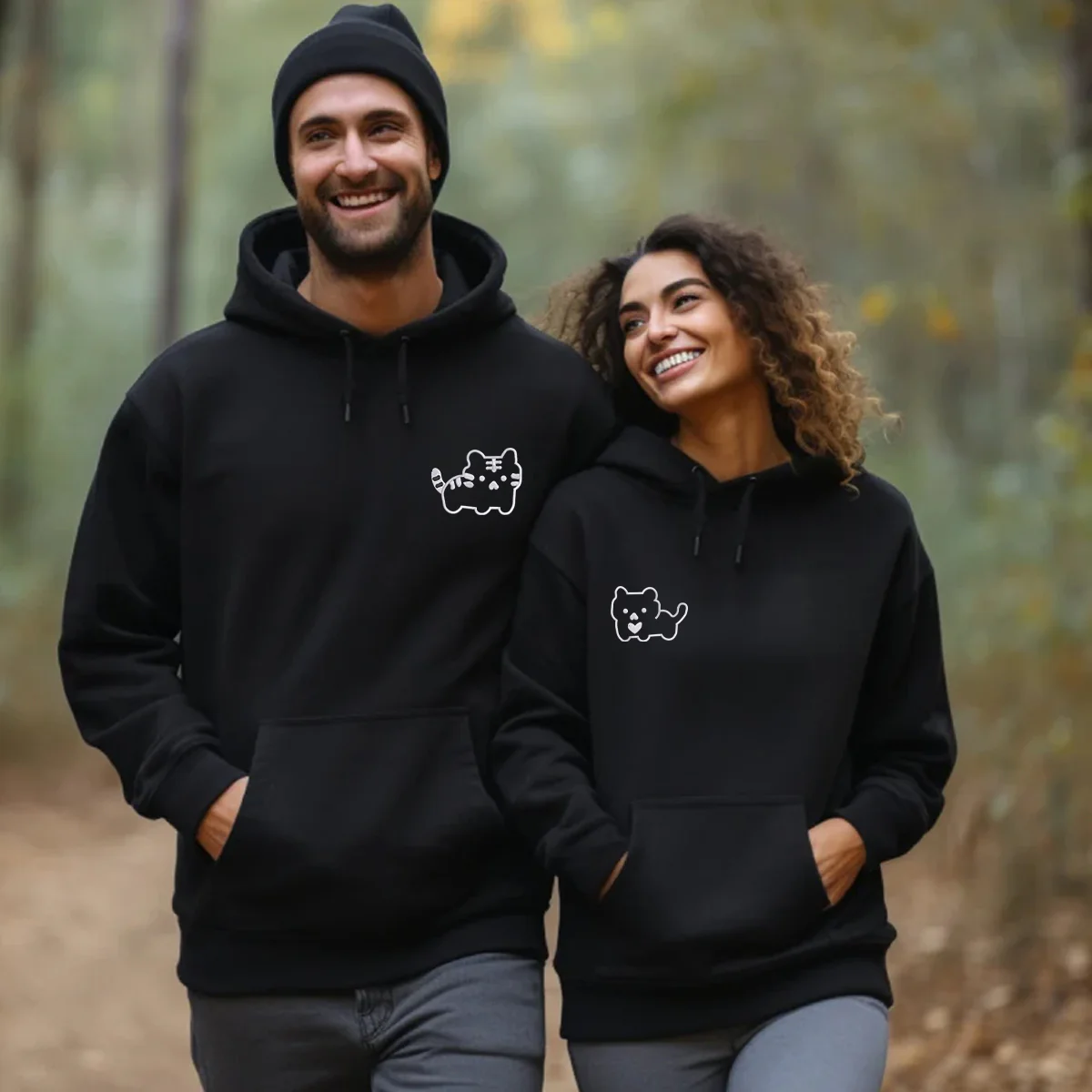 Custom Embroidered Kitten Cute Matching Hoodies for Couples - Image 7