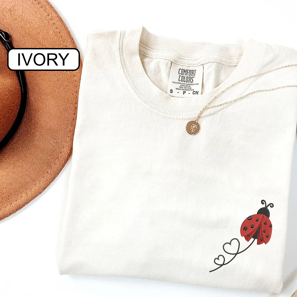 Custom Embroidered Ladybug Hearts Matching T-shirts for Couples - Image 4