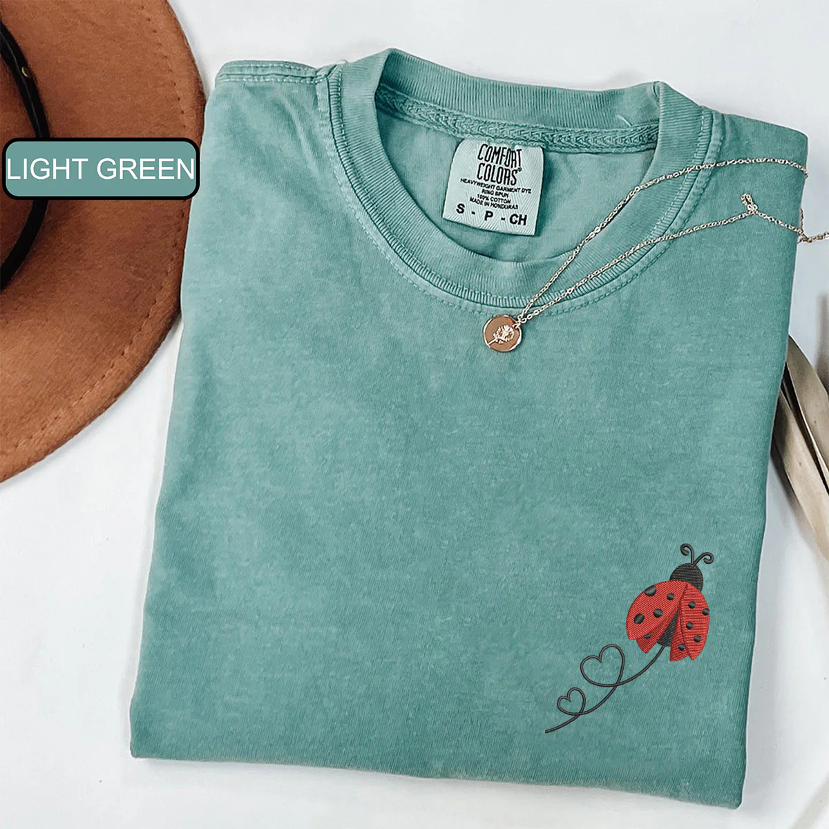 Custom Embroidered Ladybug Hearts Matching T-shirts for Couples - Image 5