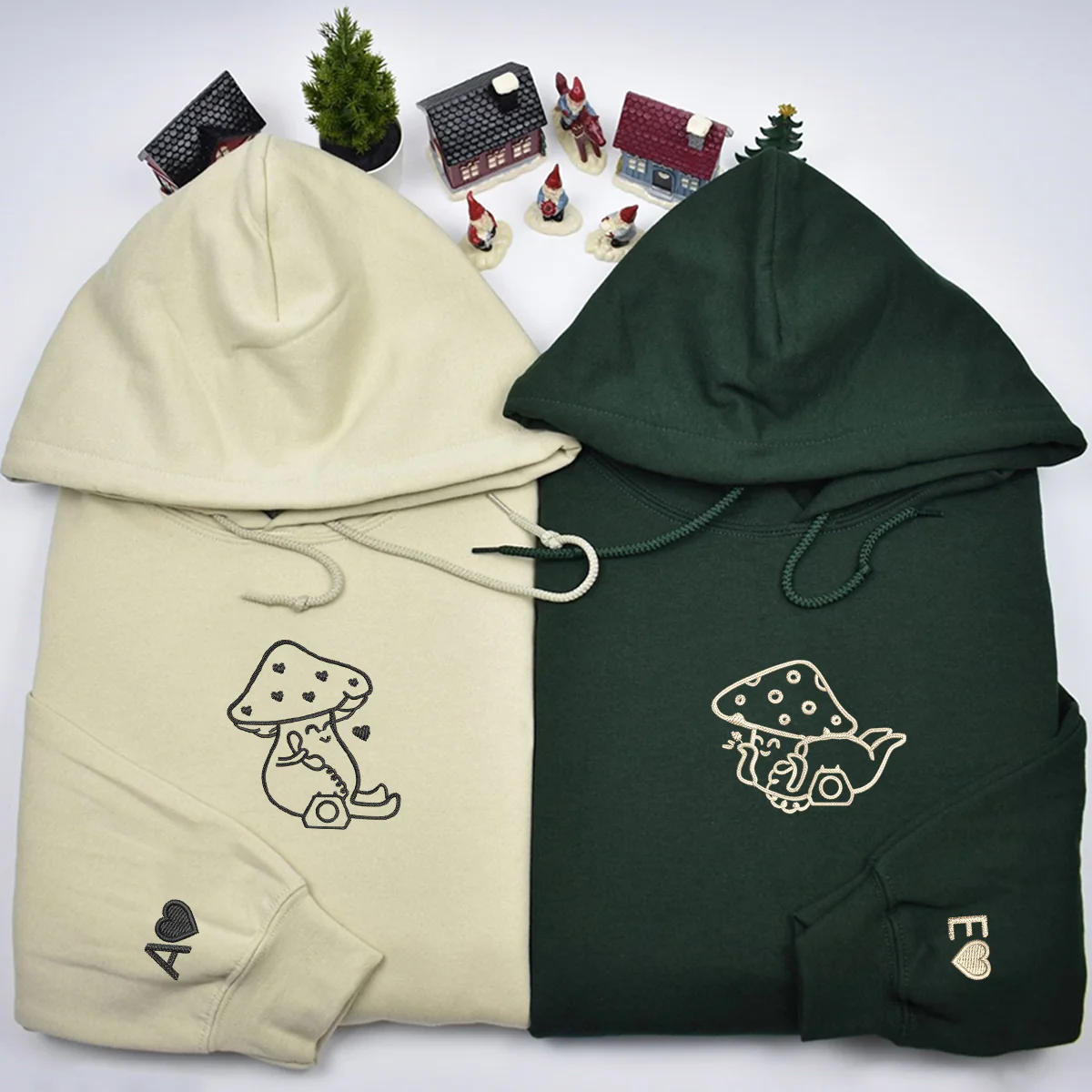 Custom Embroidered Late Night Mushroom Calls Matching Hoodies for Couples - Image 2