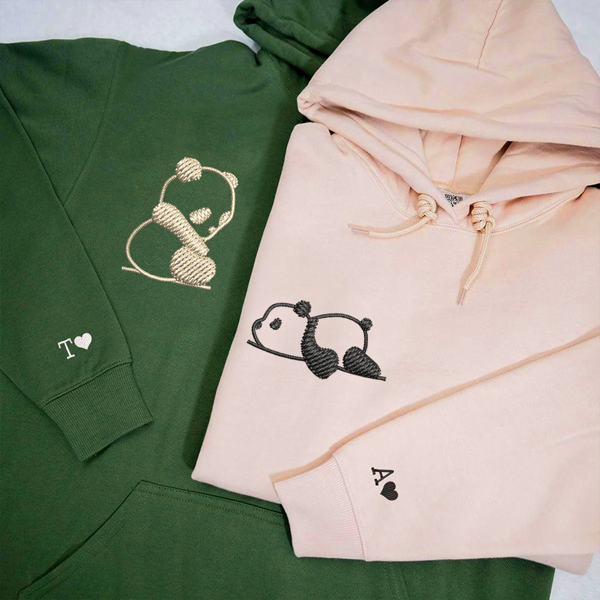 Custom Embroidered Lazy Panda Matching Hoodies for Couples - Image 5