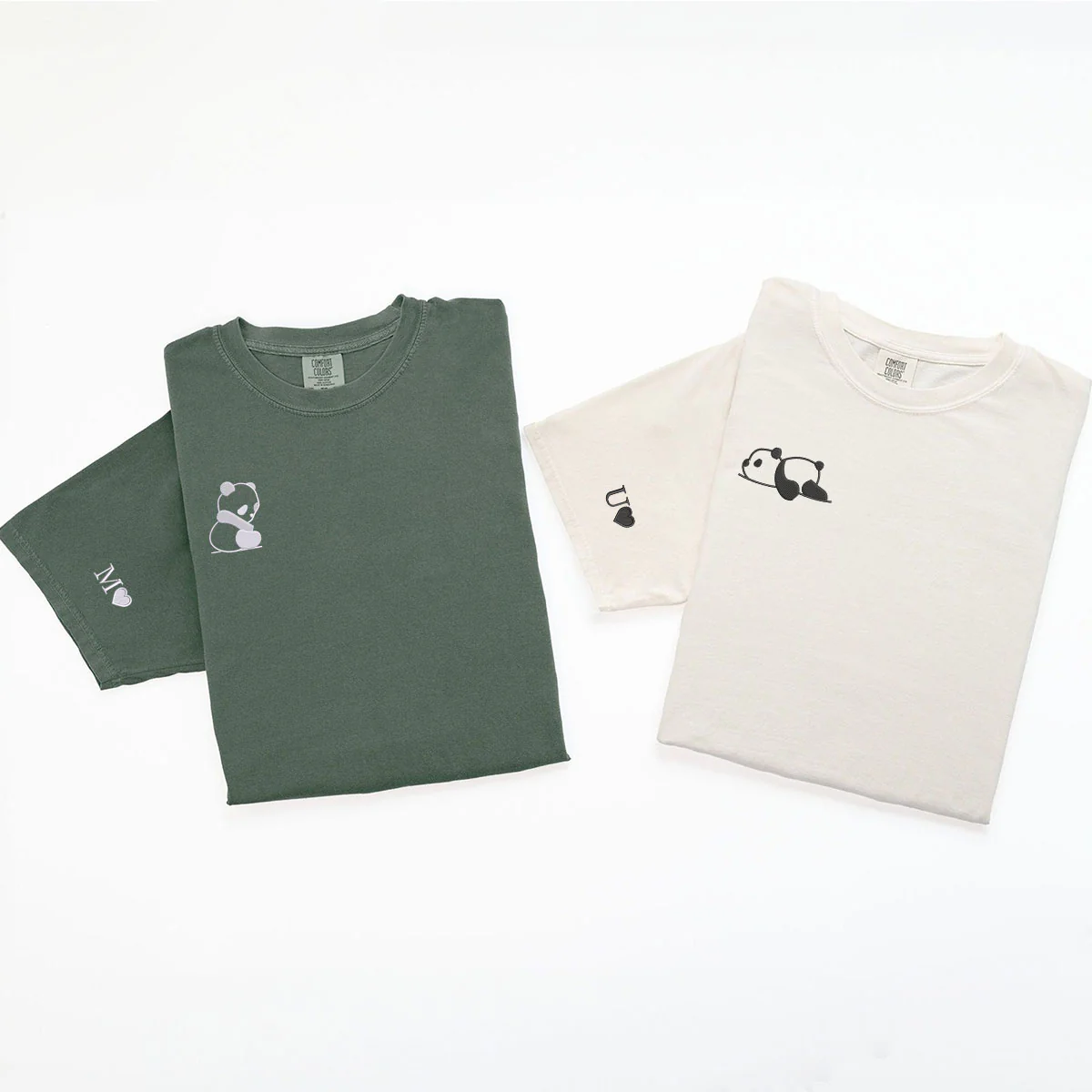 Custom Embroidered Lazy Panda Matching T-shirts for Couples - Image 5