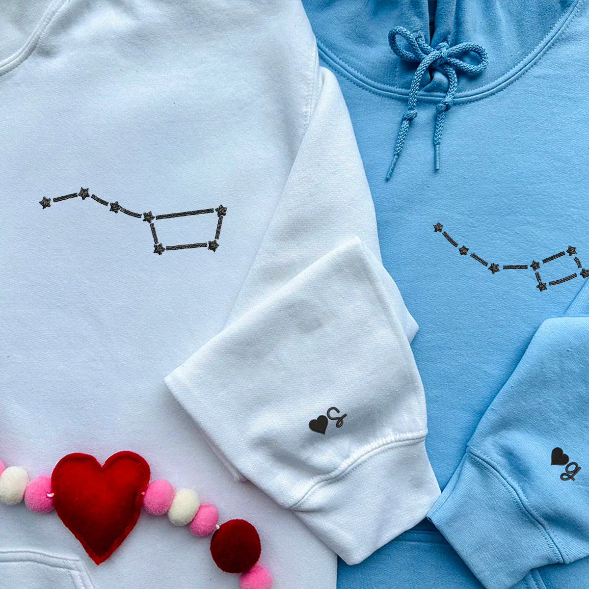 Custom Embroidered Little & Big Dipper Matching Hoodies for Couples - Image 6