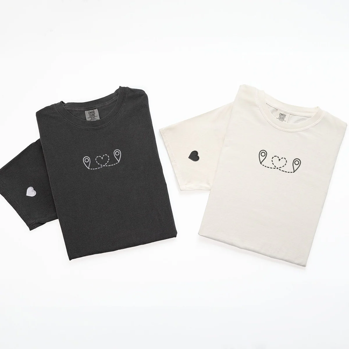 Custom Embroidered Love Location Matching T-shirts for Couples - Image 5