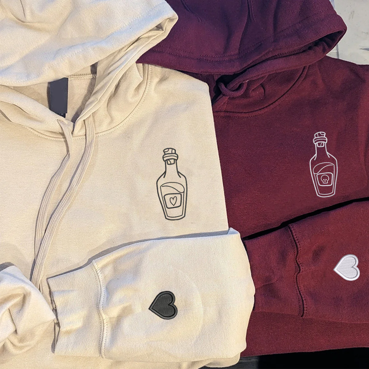 Custom Embroidered Love Poison Matching Hoodies for Couples - Image 4