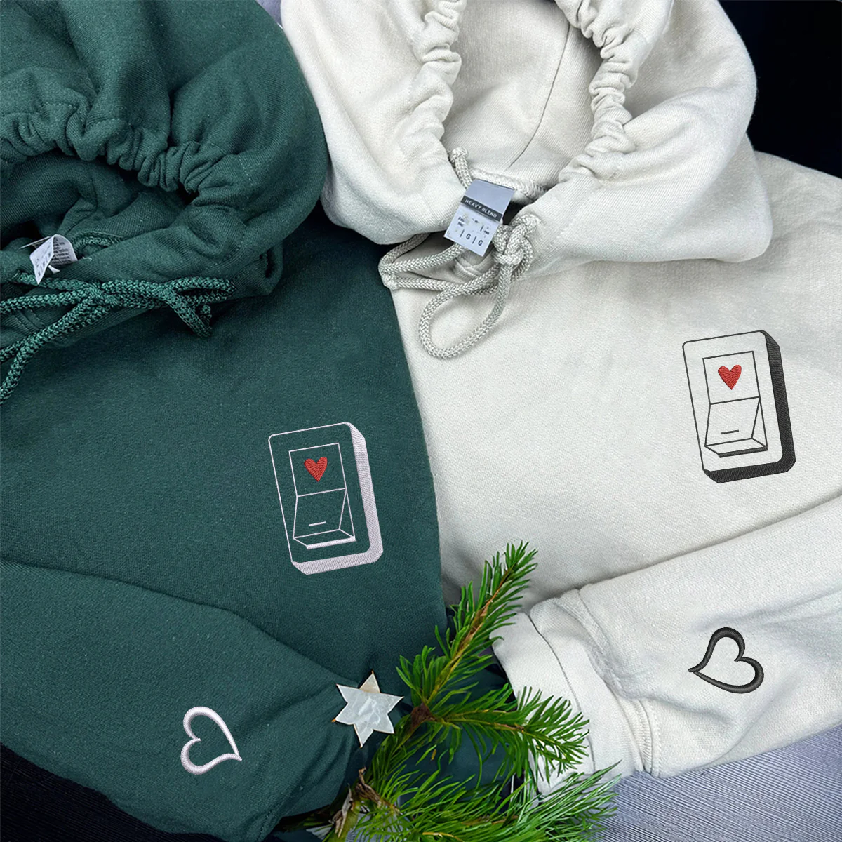 Custom Embroidered Love Switch Matching Hoodies for Couples - Image 2