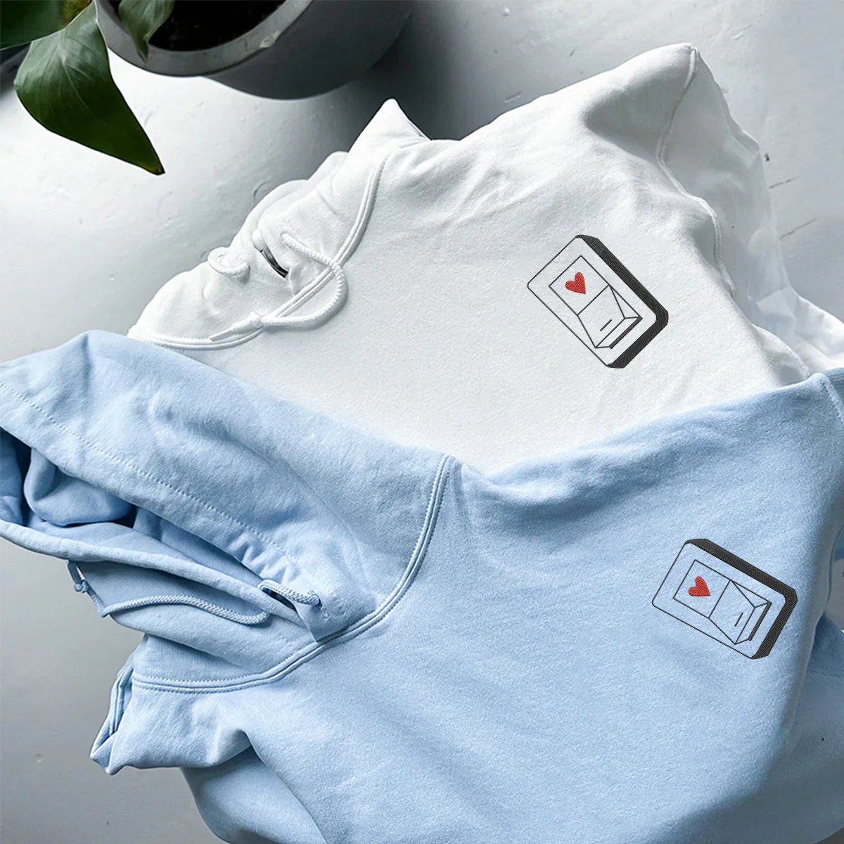Custom Embroidered Love Switch Matching Hoodies for Couples - Image 3