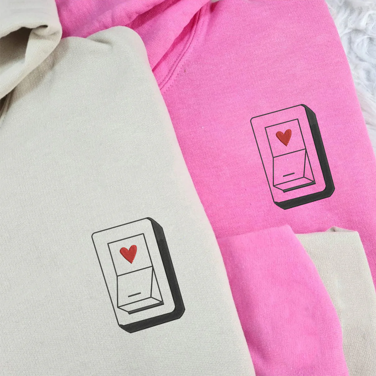 Custom Embroidered Love Switch Matching Hoodies for Couples - Image 5