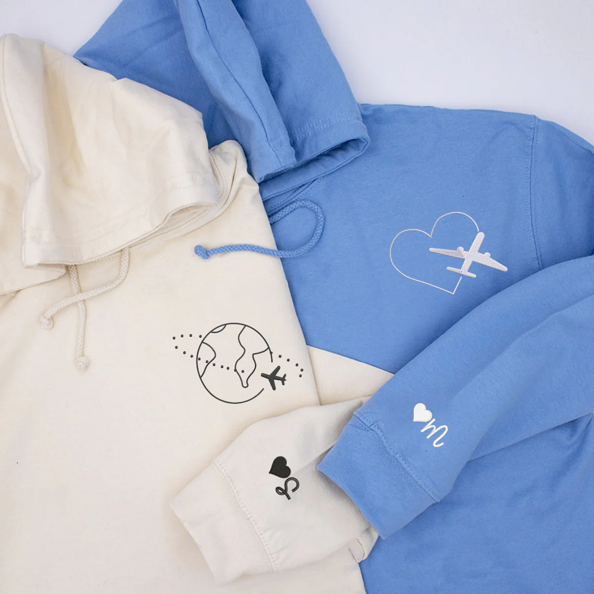 Custom Embroidered Love Travelling Matching Hoodies for Couples - Image 4