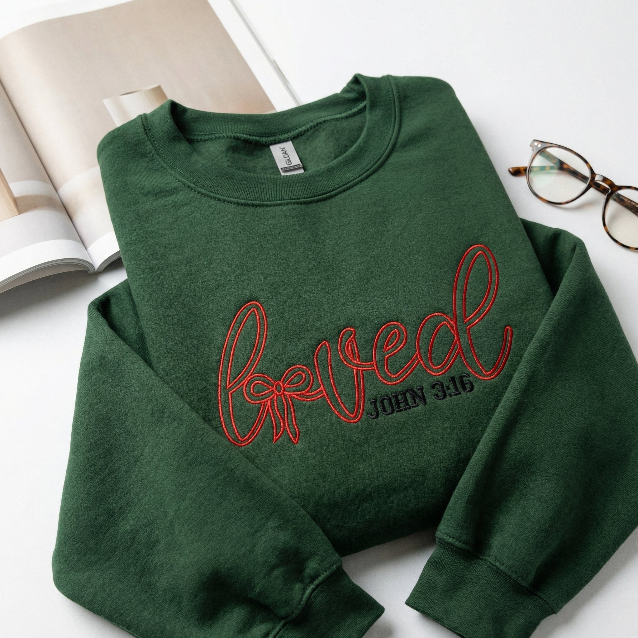 Custom Embroidered Loved John 3:16 Sweatshirt - Valentine’s Day Gift Ideas - Image 2