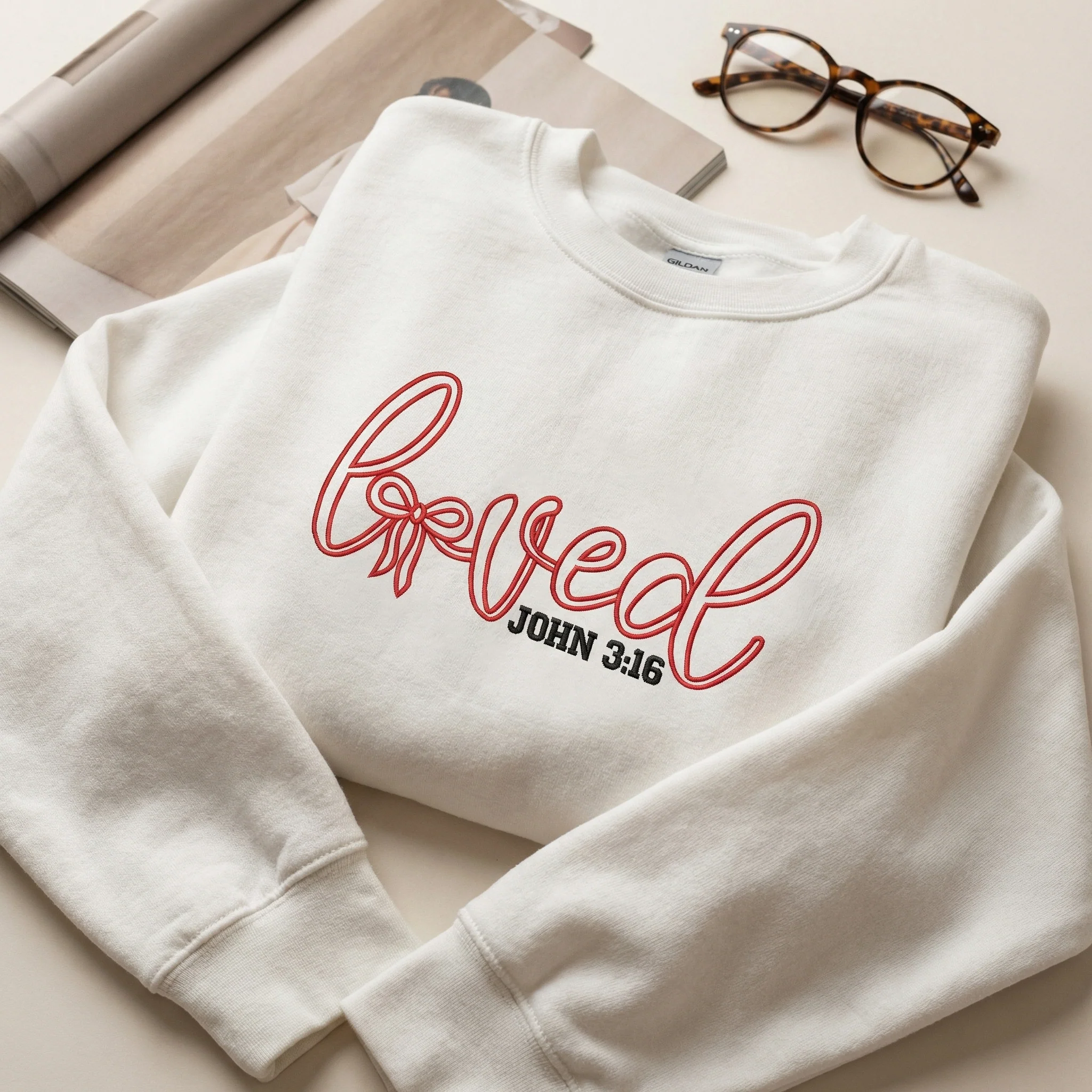 Custom Embroidered Loved John 3:16 Sweatshirt - Valentine’s Day Gift Ideas - Image 3