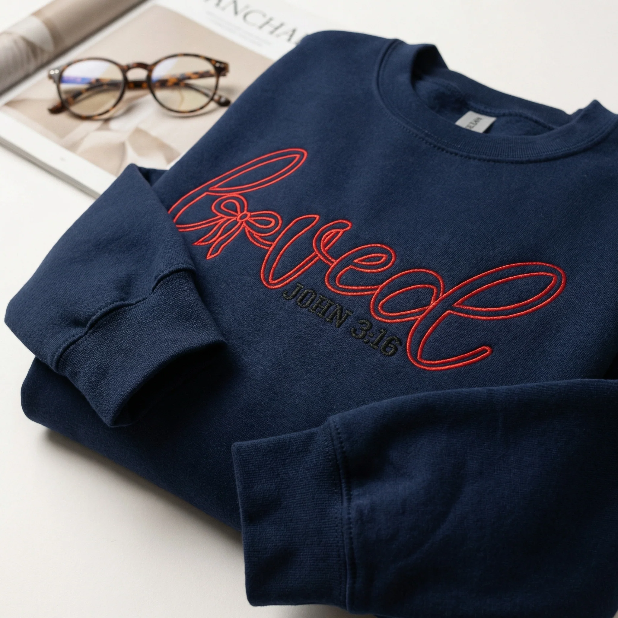Custom Embroidered Loved John 3:16 Sweatshirt - Valentine’s Day Gift Ideas - Image 4