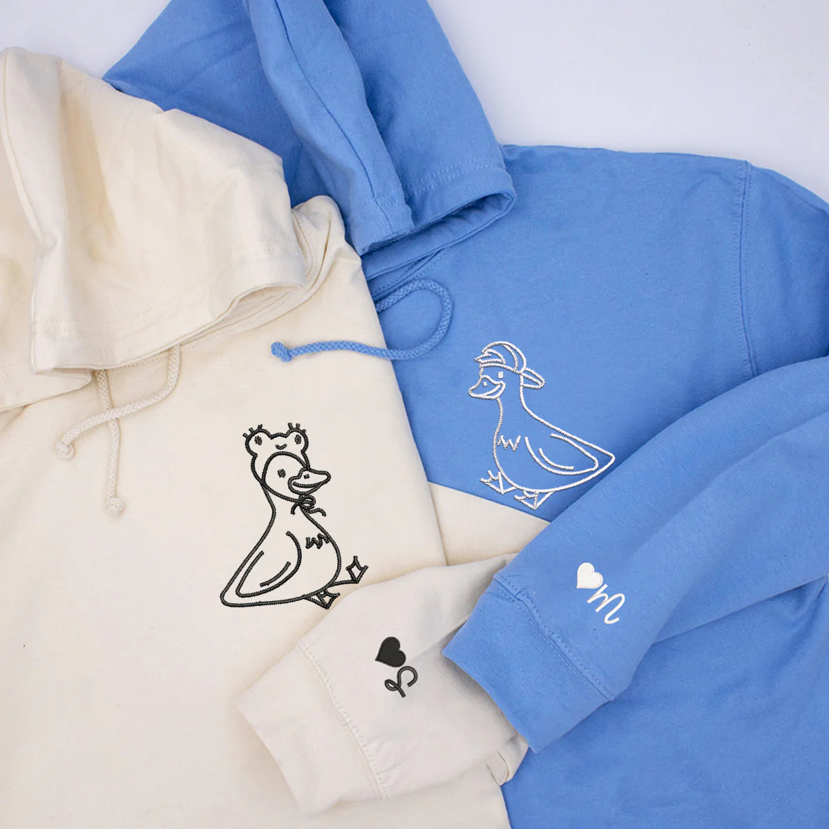Custom Embroidered Lovely Duck Matching Hoodies for Couples - Image 2