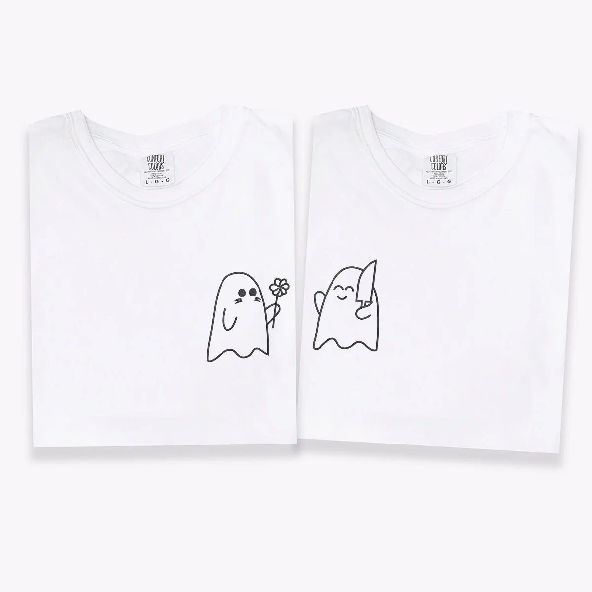 Custom Embroidered Lovely Sheet Ghost Matching T-shirts for Couples