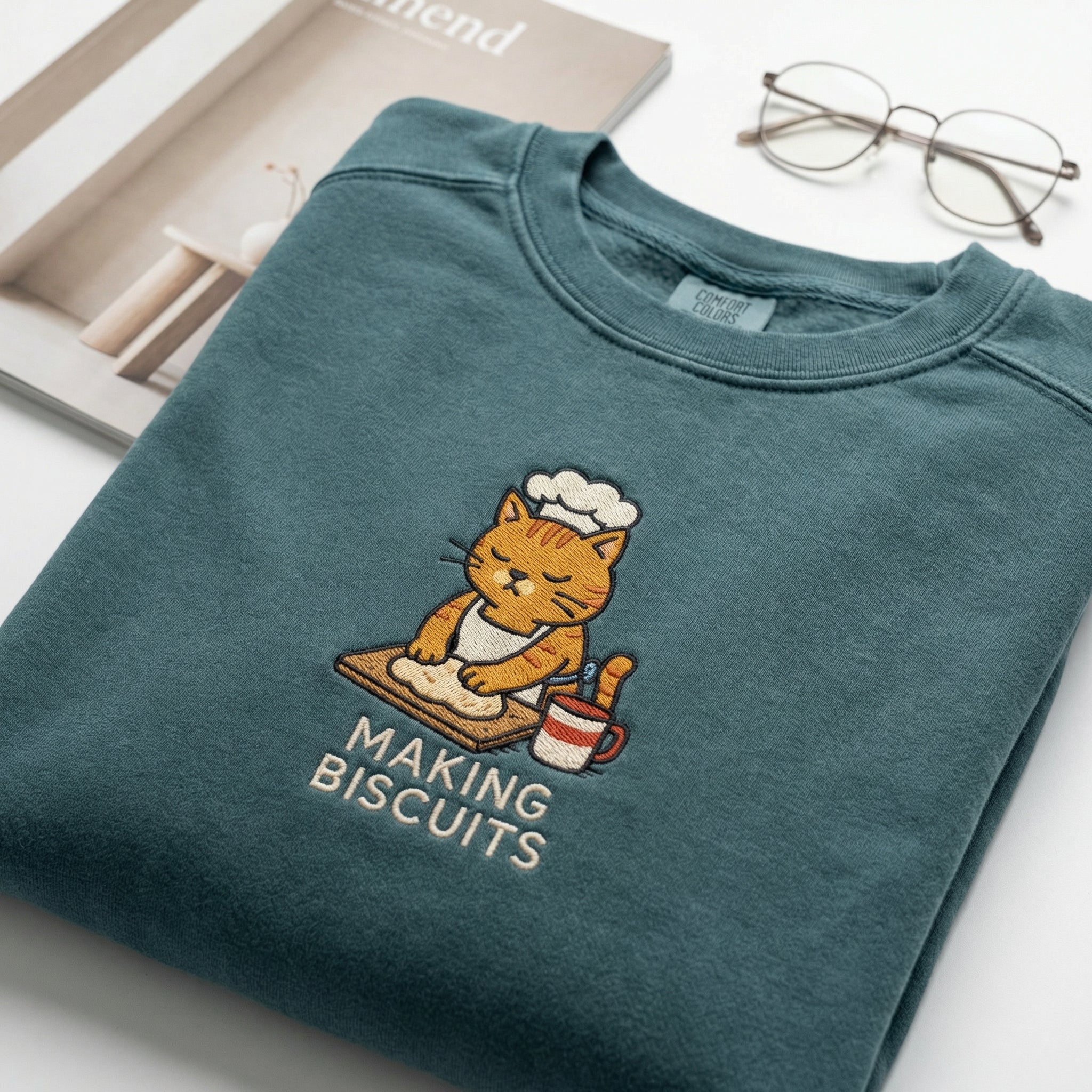 Custom Embroidered Making Biscuits Cat T-Shirt - Funny Cat Lover Gift - Image 3