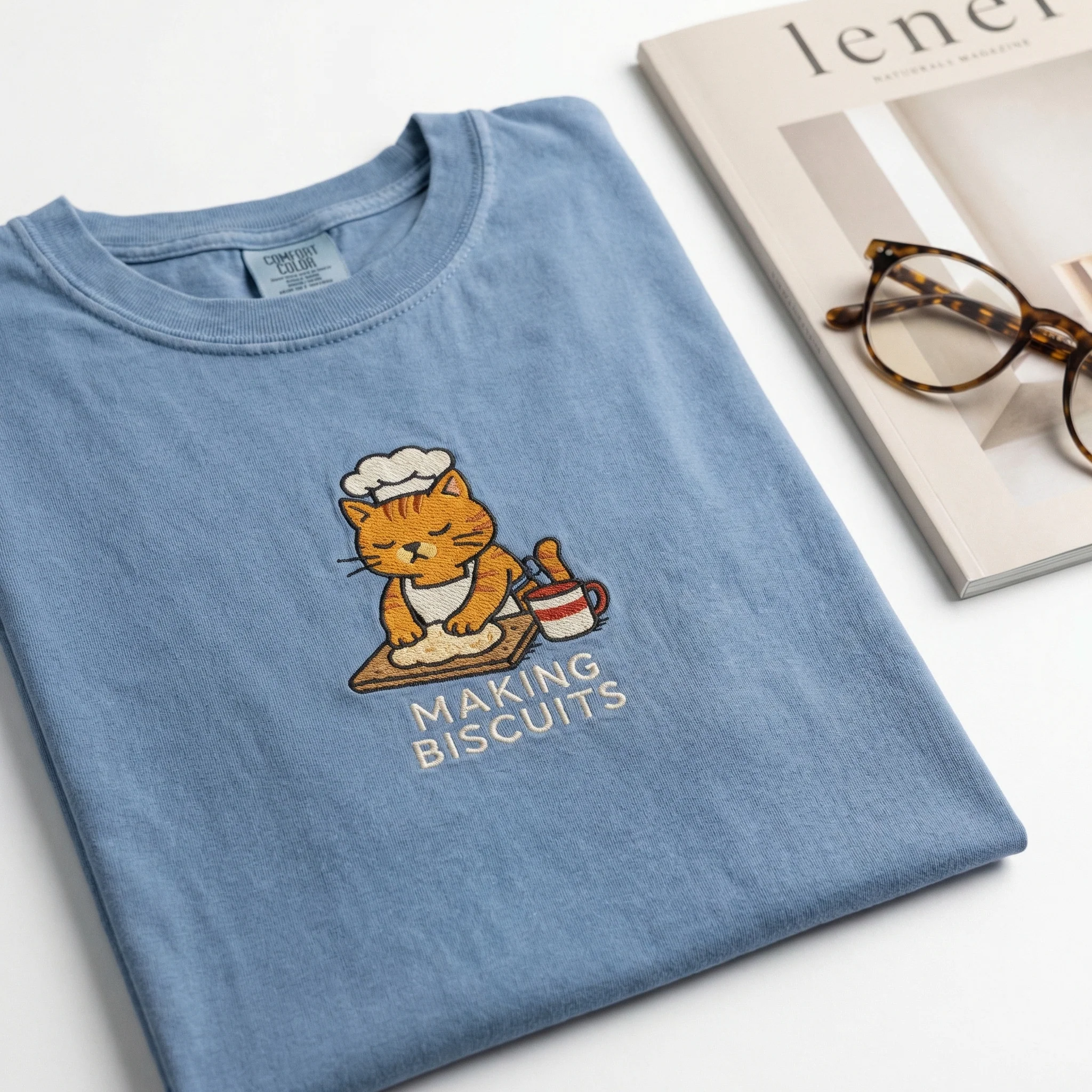 Custom Embroidered Making Biscuits Cat T-Shirt - Funny Cat Lover Gift - Image 5