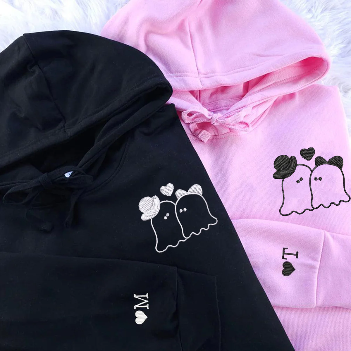 Custom Embroidered Married Ghosts Matching Hoodies for Couples - Image 5