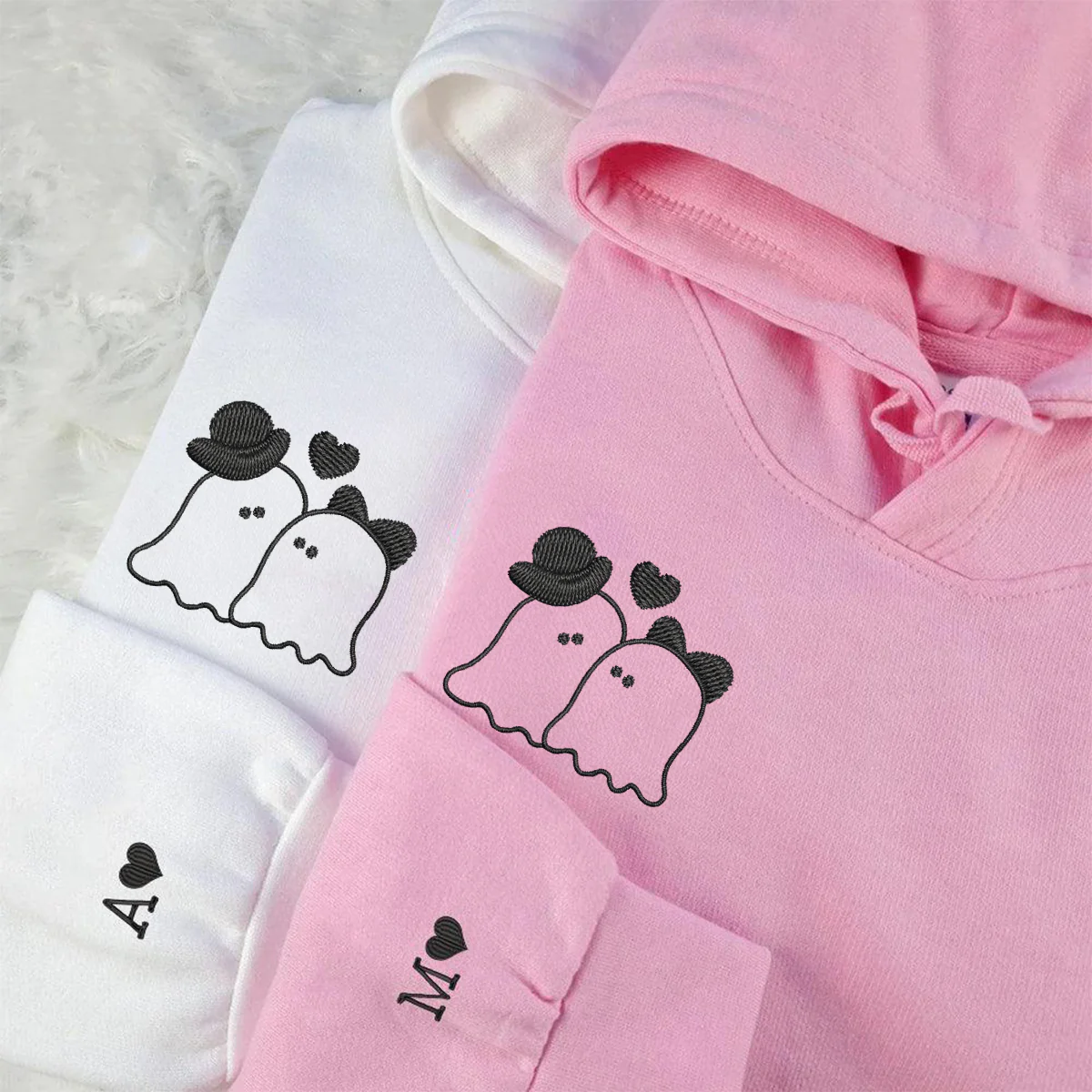 Custom Embroidered Married Ghosts Matching Hoodies for Couples - Image 7