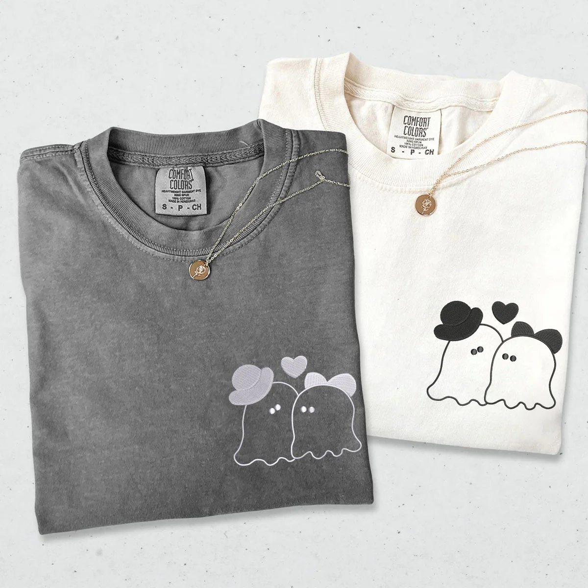 Custom Embroidered Married Ghosts Matching T-shirts for Couples - Image 3