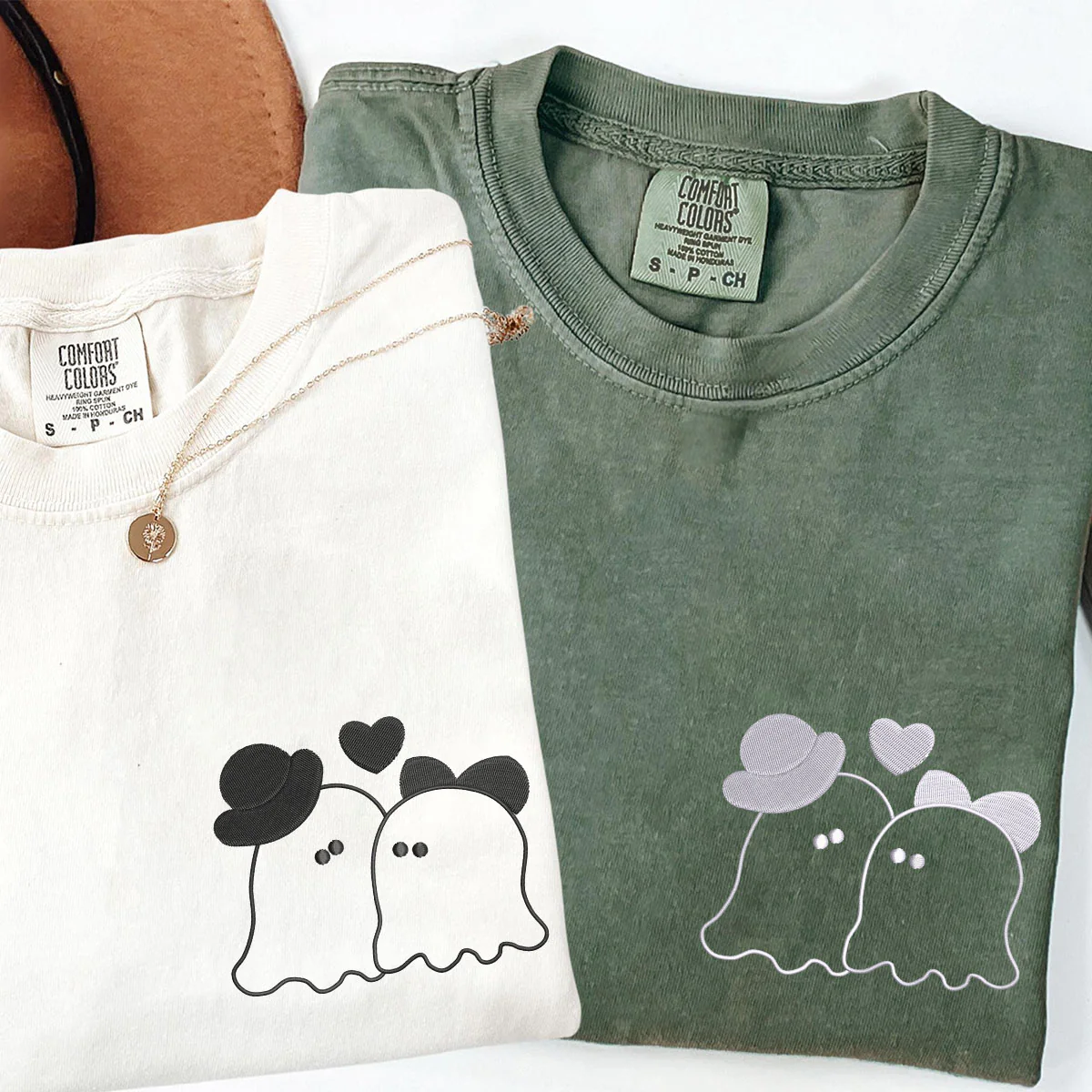 Custom Embroidered Married Ghosts Matching T-shirts for Couples - Image 4