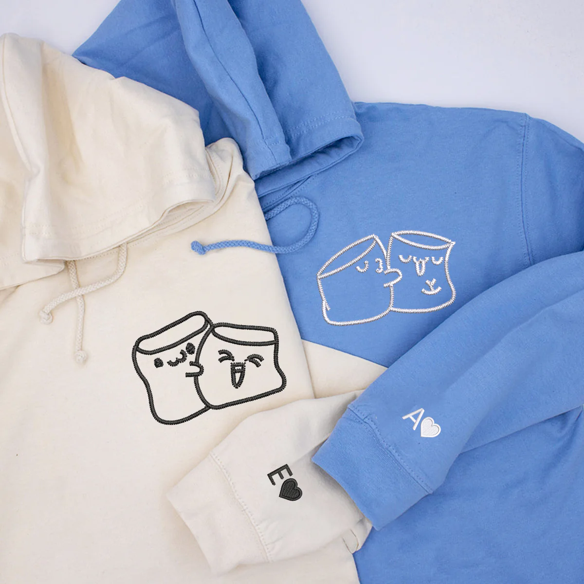 Custom Embroidered Marshmallow Love Matching Hoodies for Couples - Image 4