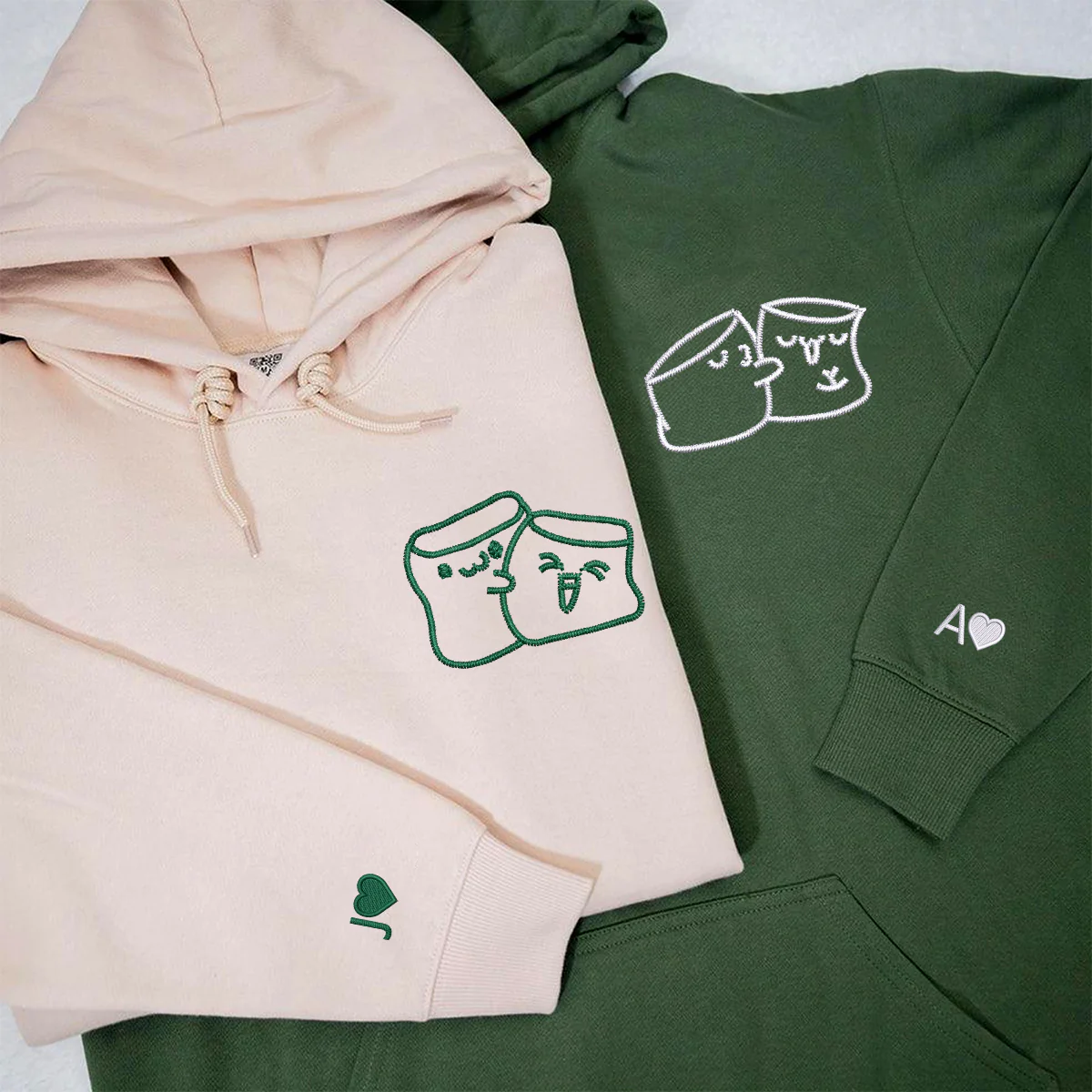 Custom Embroidered Marshmallow Love Matching Hoodies for Couples - Image 5