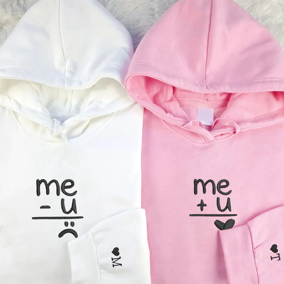 Custom Embroidered Me Plus You Matching Hoodies for Couples - Image 2