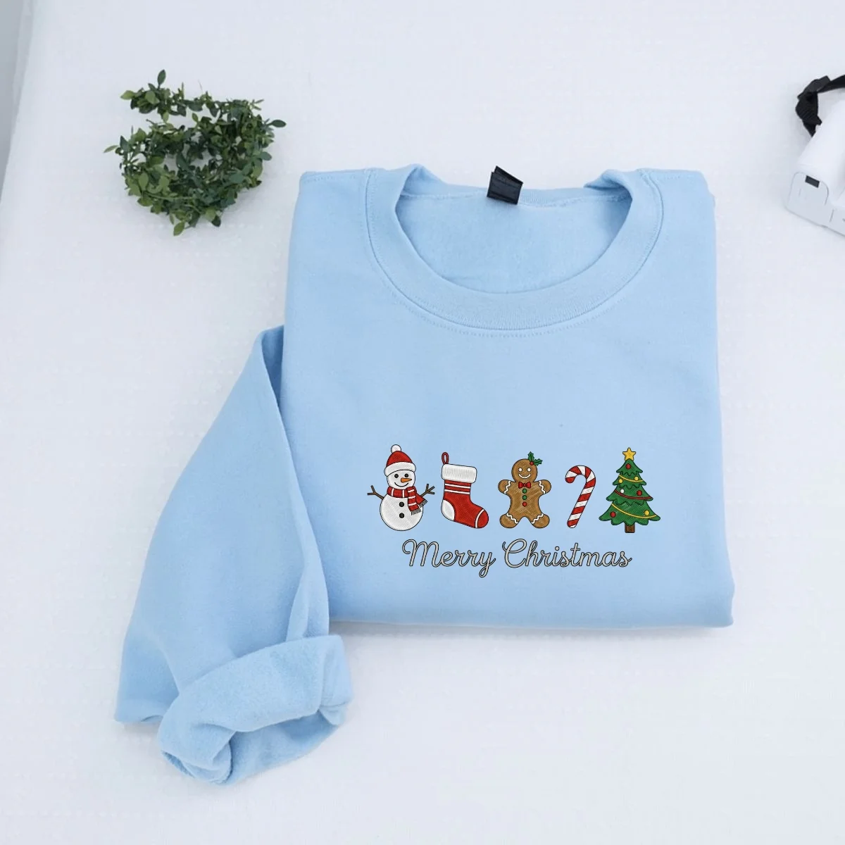 Custom Embroidered Merry Christmas Sweatshirt | Cute Gingerbread Hoodie – Sentimental Holiday Embroidery Gift