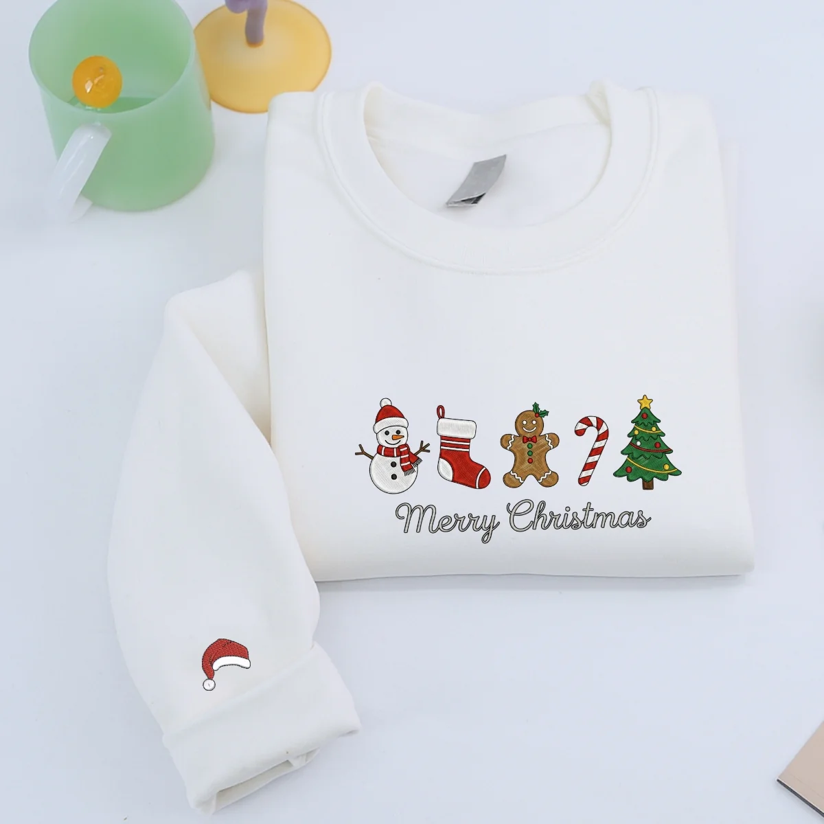Custom Embroidered Merry Christmas Sweatshirt | Cute Gingerbread Hoodie – Sentimental Holiday Embroidery Gift - Image 2