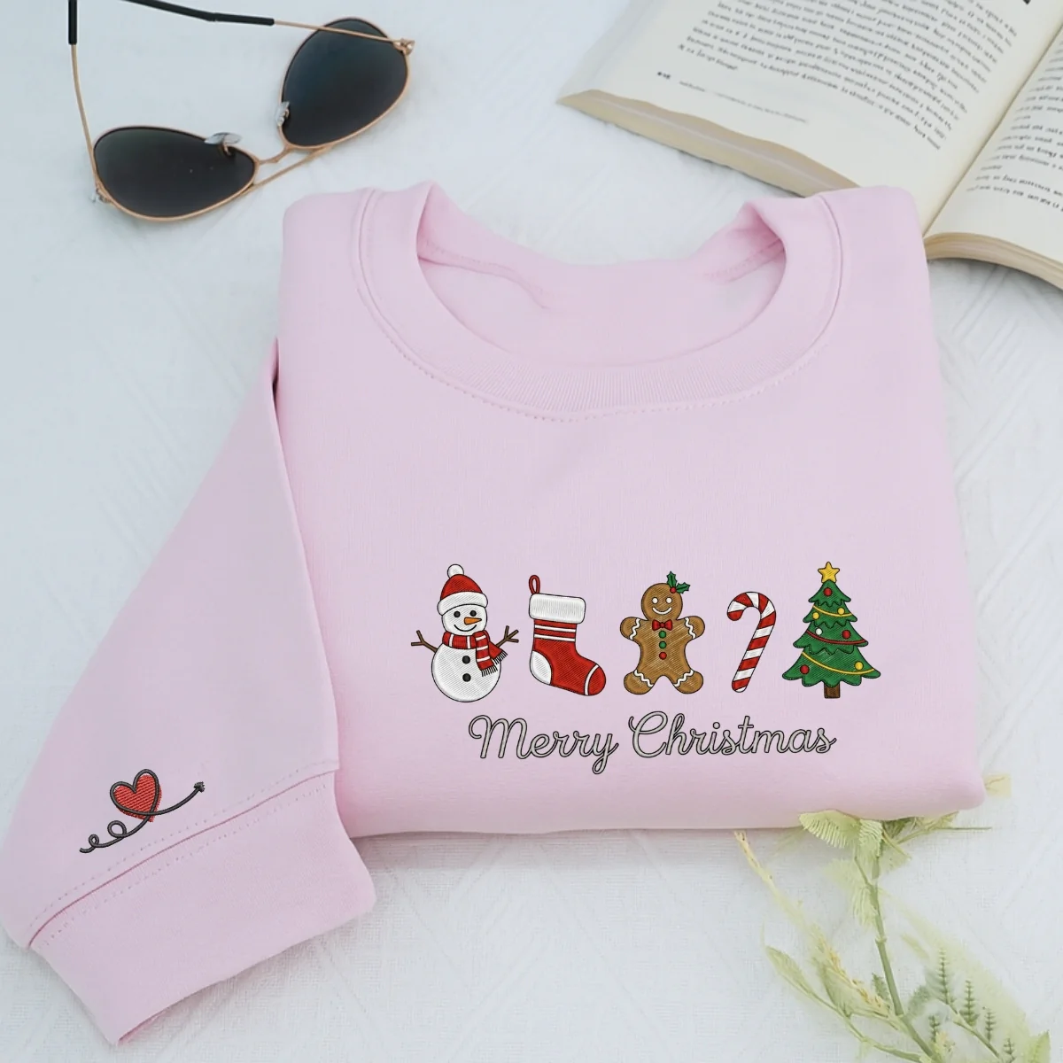 Custom Embroidered Merry Christmas Sweatshirt | Cute Gingerbread Hoodie – Sentimental Holiday Embroidery Gift - Image 3