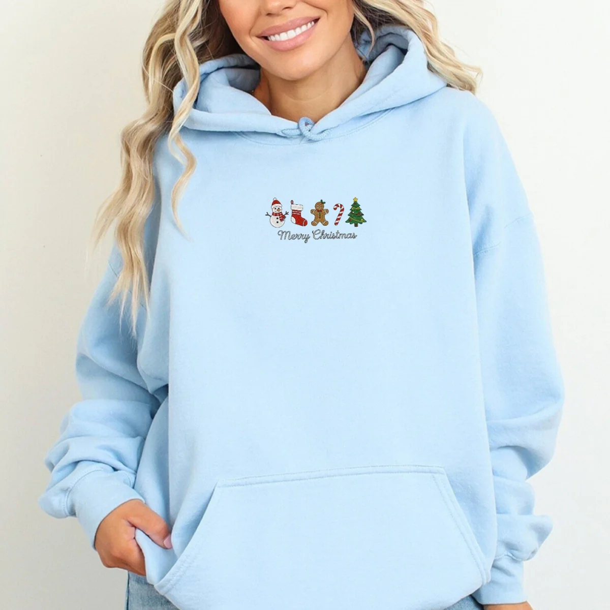 Custom Embroidered Merry Christmas Sweatshirt | Cute Gingerbread Hoodie – Sentimental Holiday Embroidery Gift - Image 8