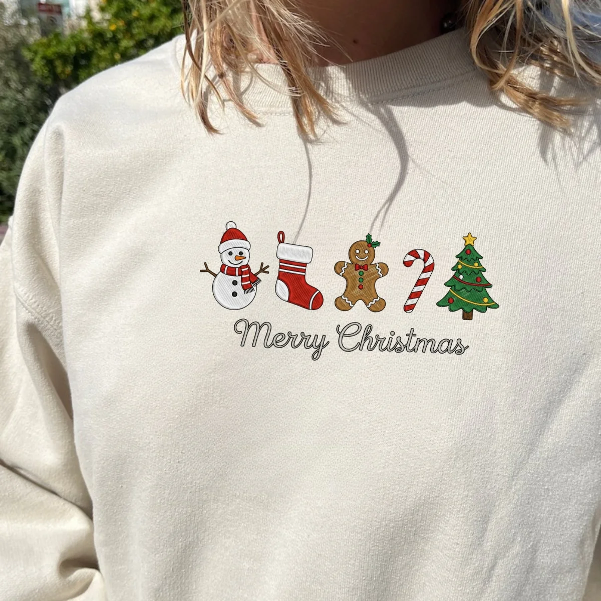 Custom Embroidered Merry Christmas Sweatshirt | Cute Gingerbread Hoodie – Sentimental Holiday Embroidery Gift - Image 9