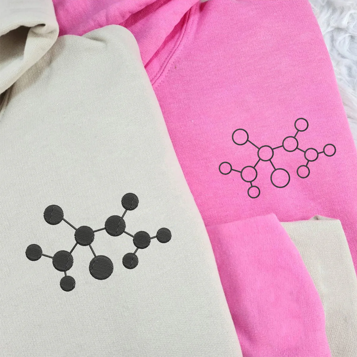 Custom Embroidered Molecule Matching Hoodies for Couples - Image 3