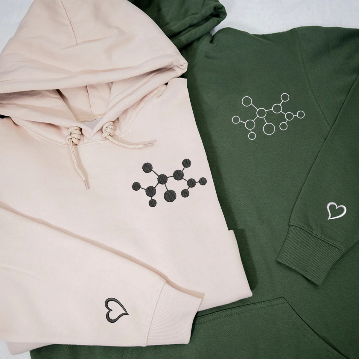 Custom Embroidered Molecule Matching Hoodies for Couples - Image 4