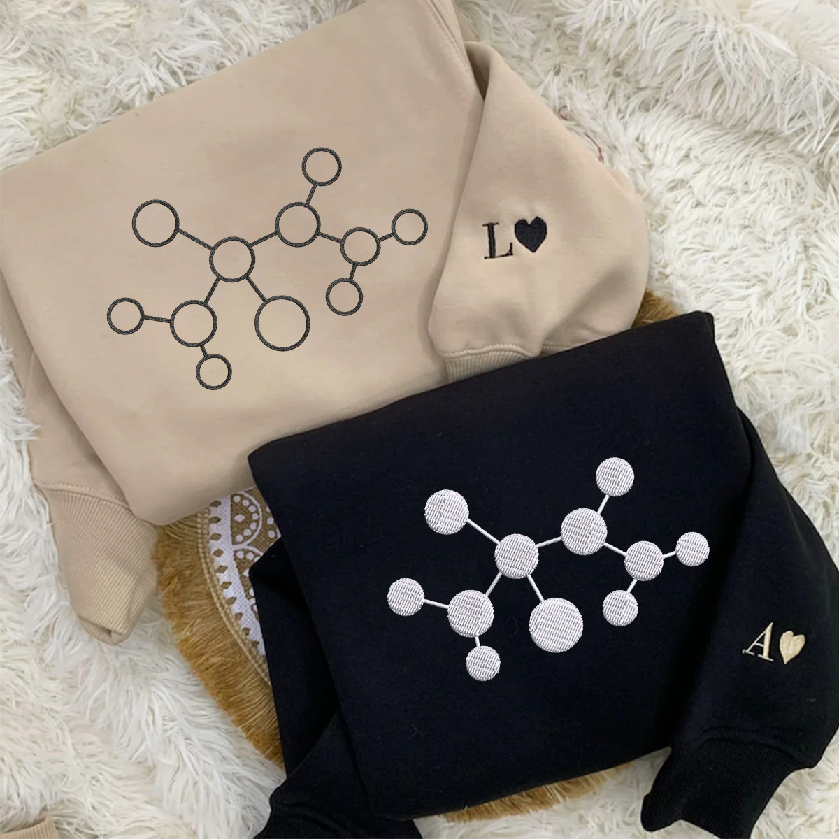 Custom Embroidered Molecule Matching Hoodies for Couples - Image 6